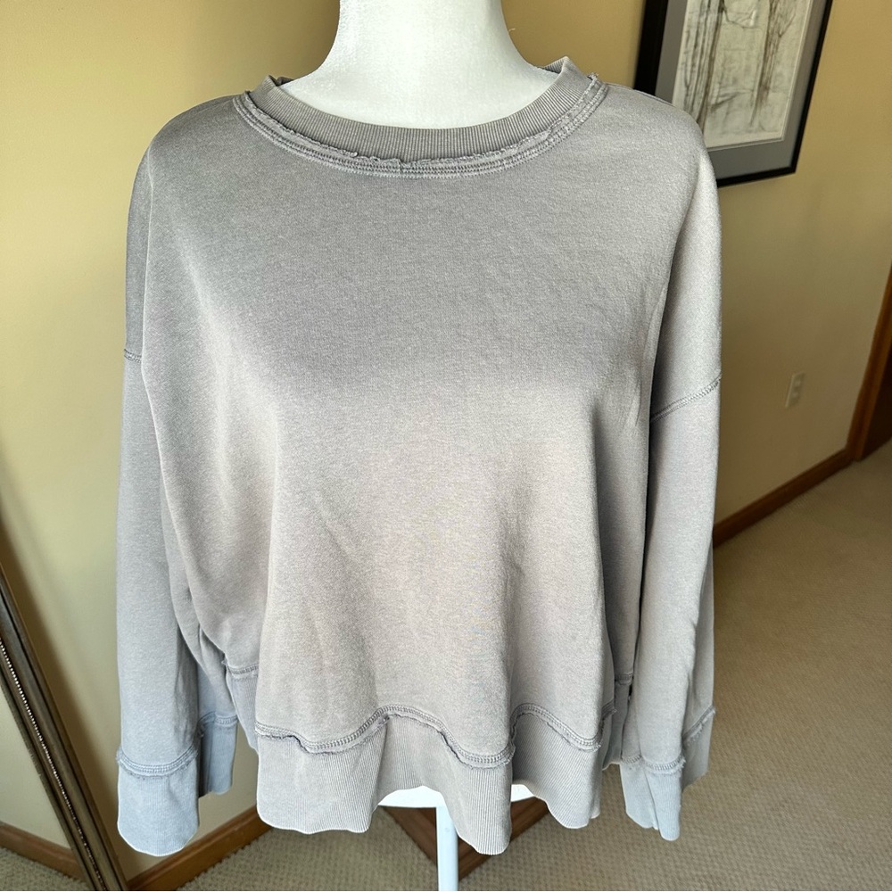 H&M Divided Oversized Inside Out Seam Gray/Brown Sweatshirt Sz XL